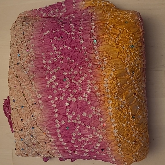 EUC Y2K Casual Studio 100% Silk Sequined Ombre Crinkled Skirt - Picture 14 of 14